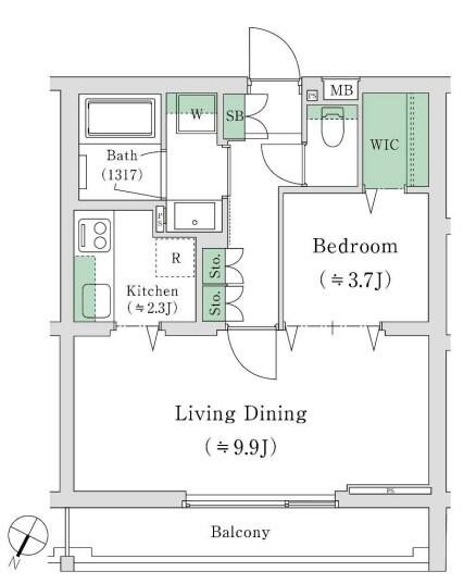 レジデンシャルスター白山シーズンテラス 102号室 間取り図