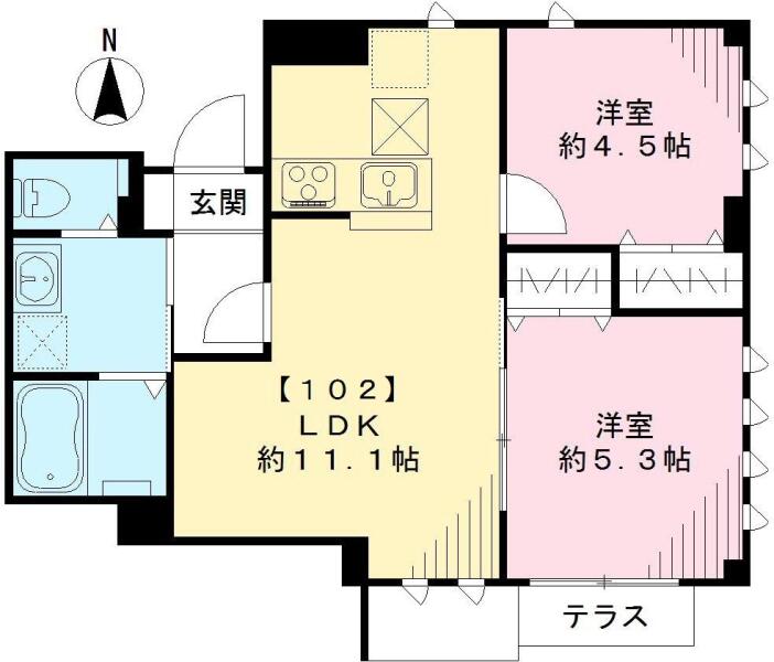 ビューノ本郷6丁目 102号室 間取り図