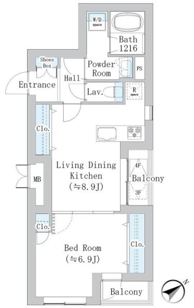 D.Lusso小石川 404号室 間取り図