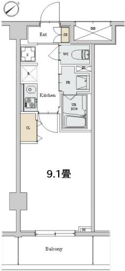 カスタリア本駒込 101号室 間取り図