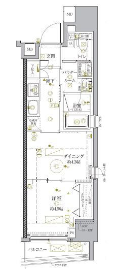 クレイシア秋葉原ラグゼスイート間取り図
