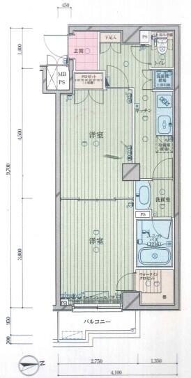 ルーブル新宿水道町 209号室 間取り図