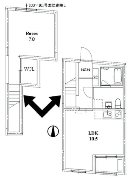 デュプレクス白山　～DUPLEX 白山～ 203号室 間取り図