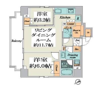 クレストコート文京湯島 802号室 間取り図