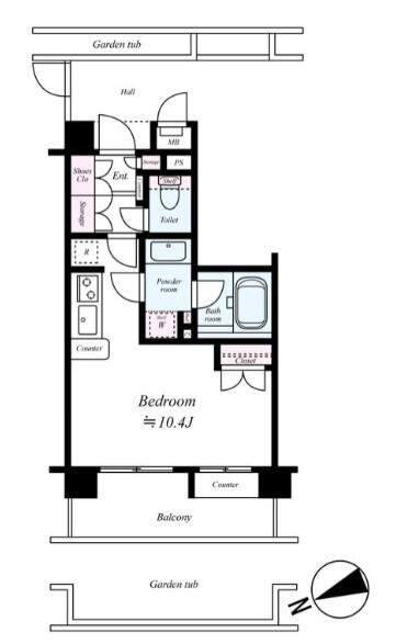 ラヴェンナ文京富坂 102号室 間取り図