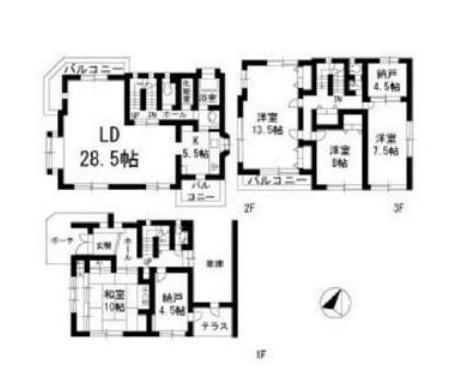 千駄木3丁目戸建間取り図
