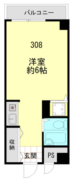 ペガサスマンション浄心寺坂 308号室 間取り図