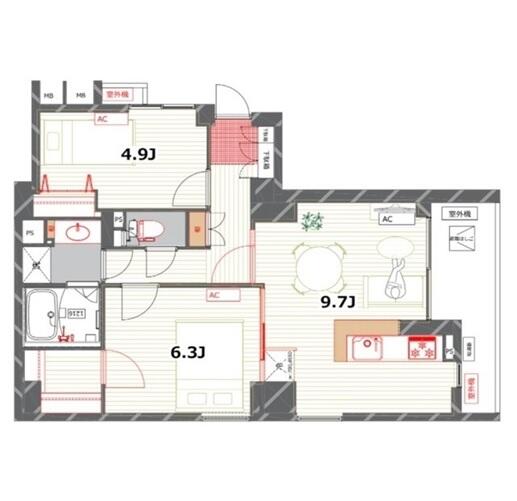 アブレスト動坂 602号室 間取り図