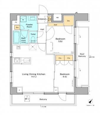 プラウドフラット根津谷中間取り図