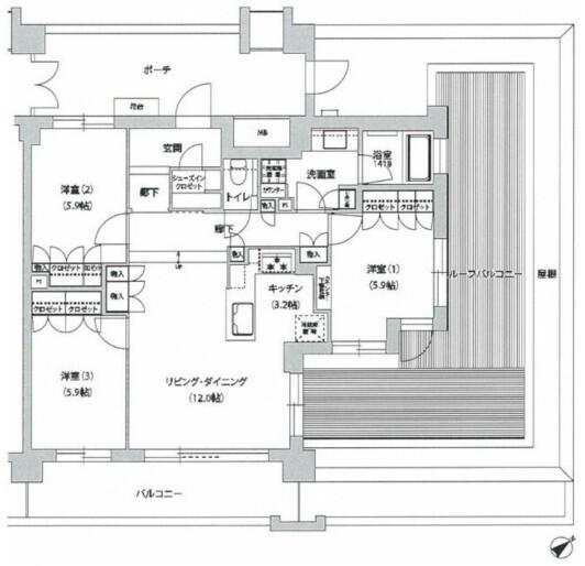 文京グリーンコートテラス 511号室 間取り図