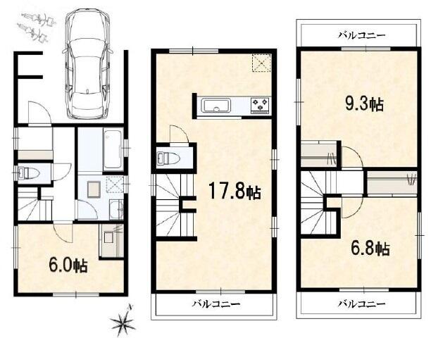 千駄木5丁目戸建て間取り図