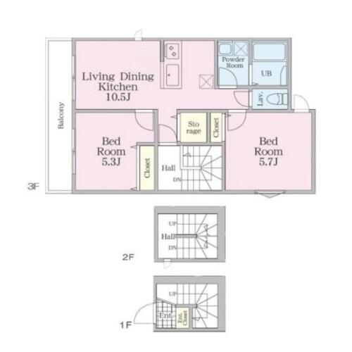 リュエル 301号室 間取り図