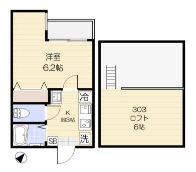 インスパーク本駒込 303号室 間取り図