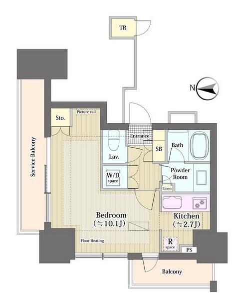 文京 GARDEN THE SOUTH 1801号室 間取り図