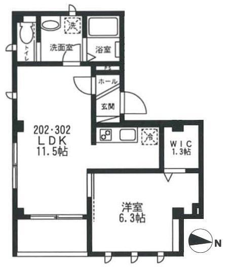 Raffine本郷（ラフィーネ本郷） 202号室 間取り図