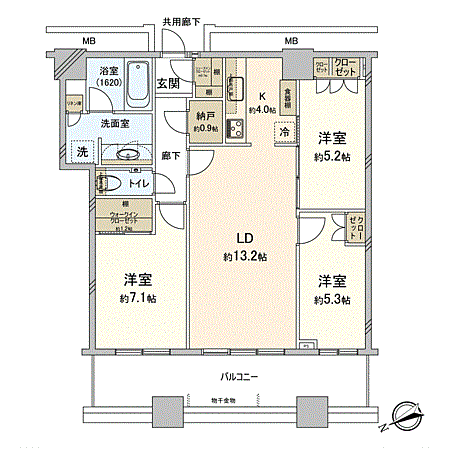 芝浦アイランドケープタワー 1810号室 間取り図