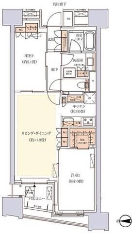 ザ・パークハウス山吹神楽坂 402号室 間取り図