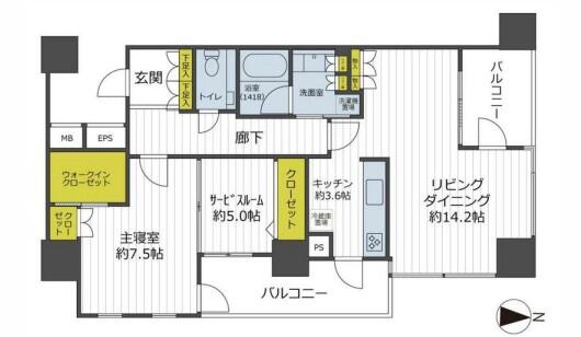コートレジデントタワー 1004号室 間取り図