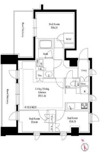 343レジデンス後楽園（オープンレジデンシア）間取り図