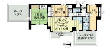 朝日白山マンション 1210号室 間取り図