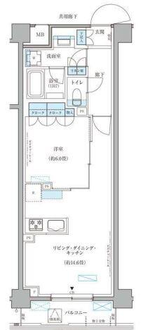 パークアクシス文京本郷 213号室 間取り図