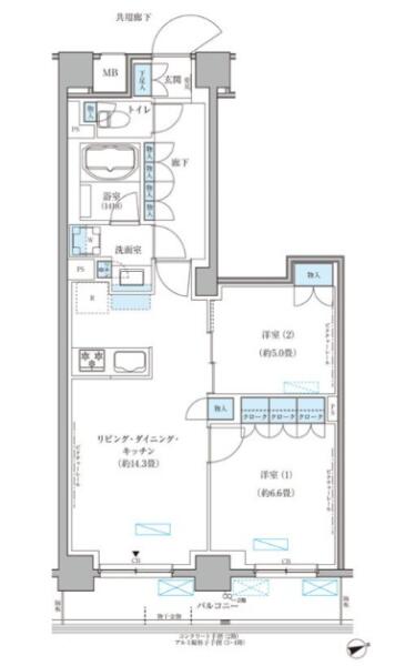 パークアクシス文京本郷 214号室 間取り図