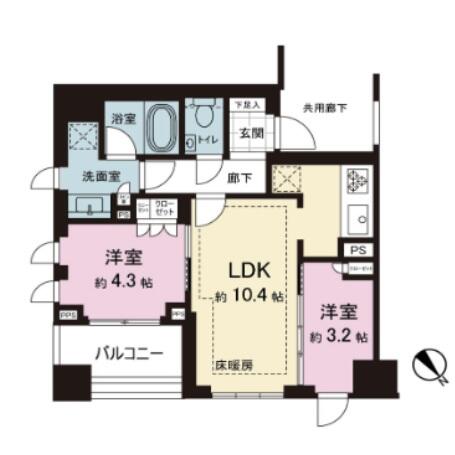 ピアース文京小石川 405号室 間取り図