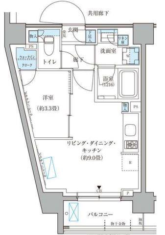 パークアクシス文京本郷 225号室 間取り図