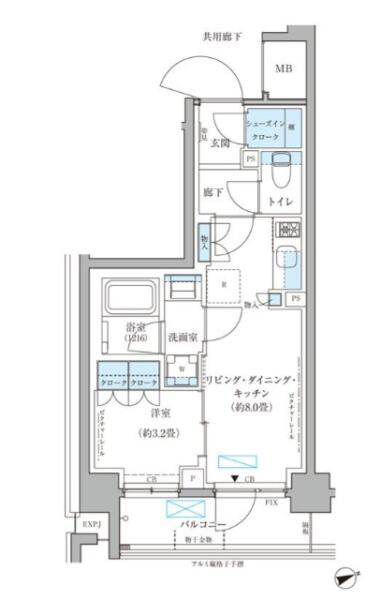 パークアクシス文京本郷 206号室 間取り図