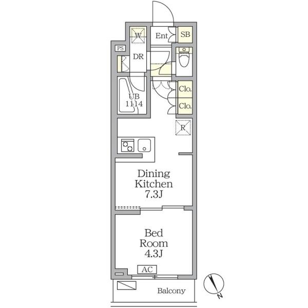 アジールコート後楽園 305号室 間取り図