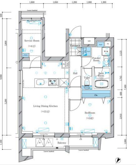 ガリシア文京本駒込 801号室 間取り図