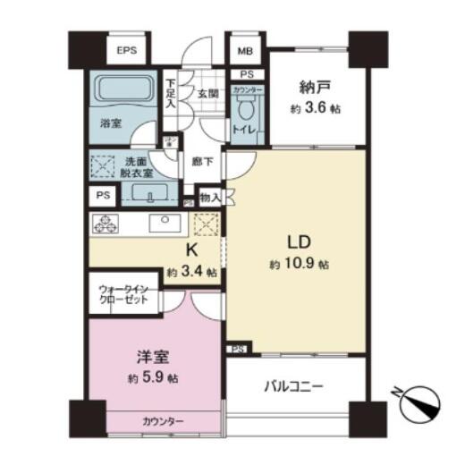 アトラスヒルズ文京白山 1303号室 間取り図
