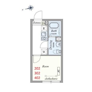 後楽プレイス 202号室 間取り図