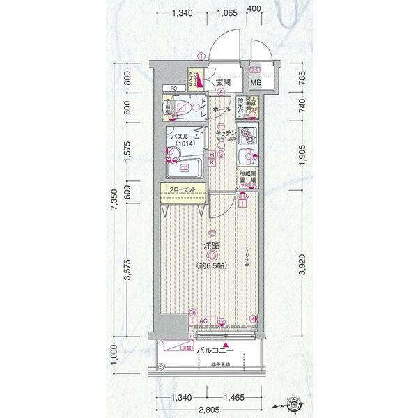 エステムプラザ神楽坂 North Residence 304号室 間取り図