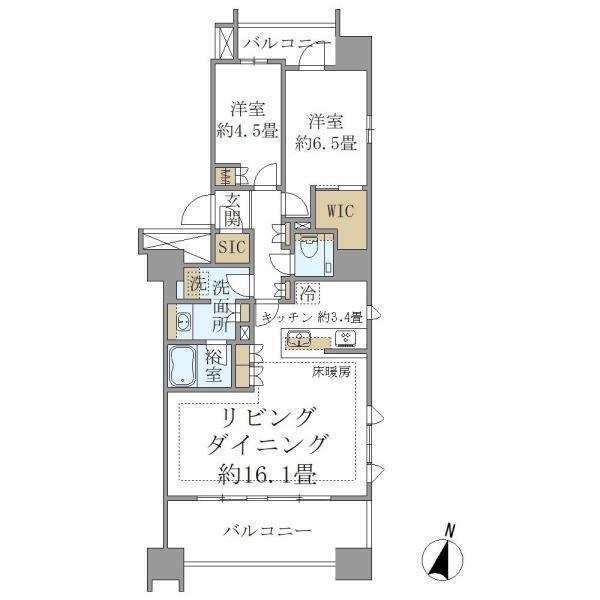 Brillia本郷弓町 1402号室 間取り図