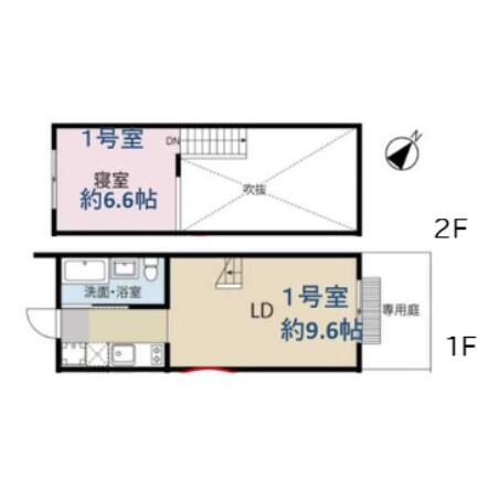 うぇすてる藍ぞめ　A棟 1号室 間取り図
