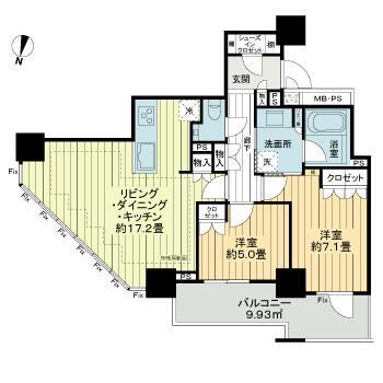ザ・ライオンズ上野の森 711号室 間取り図