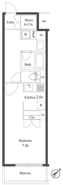 プライマル小石川 310号室 間取り図