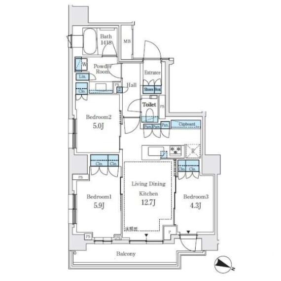 パークホームズ文京白山ヒルテラス 303号室 間取り図