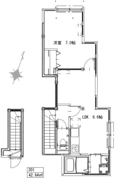 ソルナクレイシア大塚 201号室 間取り図