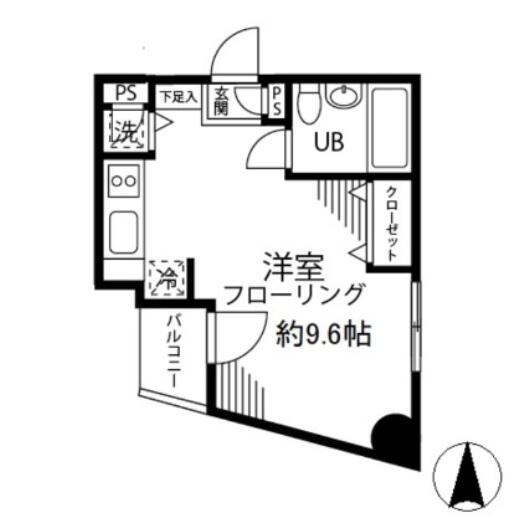 プルナス湯島 402号室 間取り図