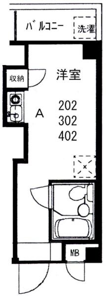 メインフィールド本郷 402号室 間取り図