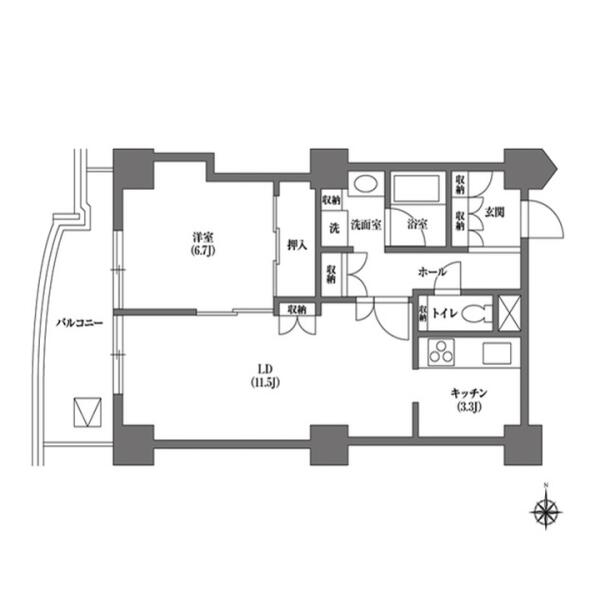 文京グリーンコートビュータワー本駒込B棟 B2009号室 間取り図