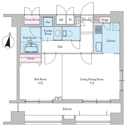 レジディア文京音羽II 708号室 間取り図