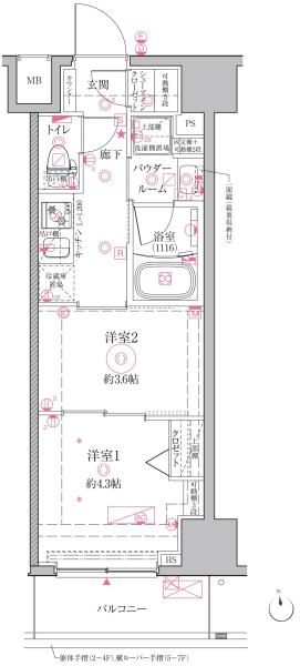 クレイシアIDZ江戸川橋 502号室 間取り図