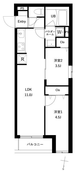 プレセダン千駄木 201号室 間取り図