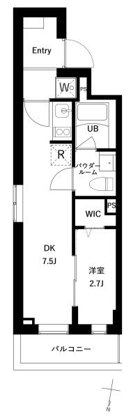 プレセダン千駄木 205号室 間取り図