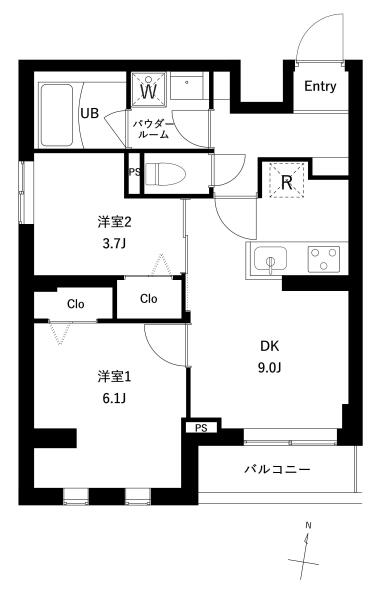 プレセダン千駄木 208号室 間取り図