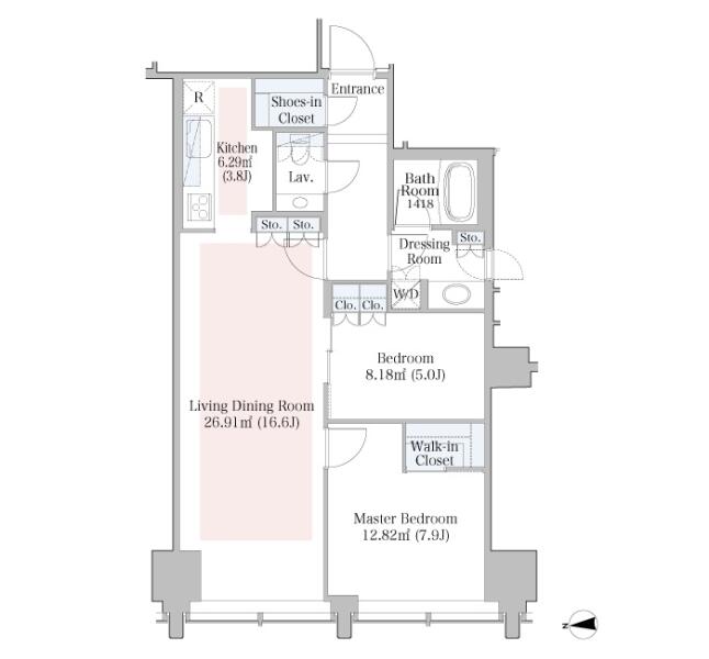 ラ・トゥール飯田橋 907号室 間取り図