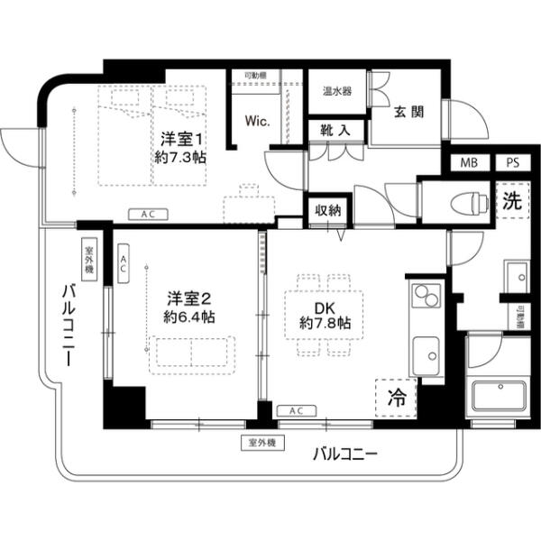 ホワイトパレス 601号室 間取り図